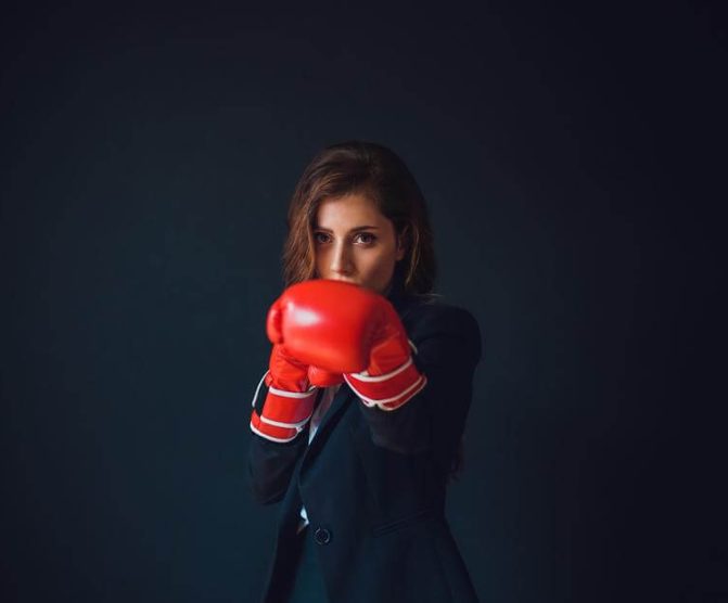 Women with boxing gloves