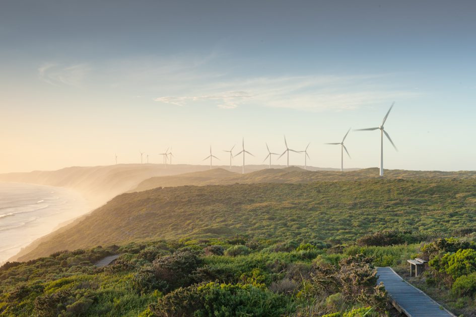 Wind turbines by the coast 