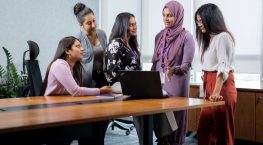 Group of women discussing diversity in the workplace