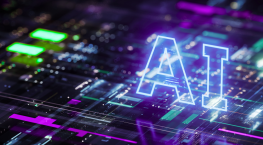 Futuristic Industrial AI in Medtech digital illustration of AI technology, symbolizing artificial intelligence systems and data processing.