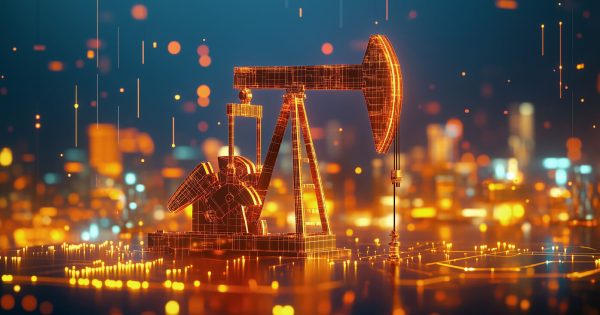 Golden oil extraction machine operating with AI in field operations.